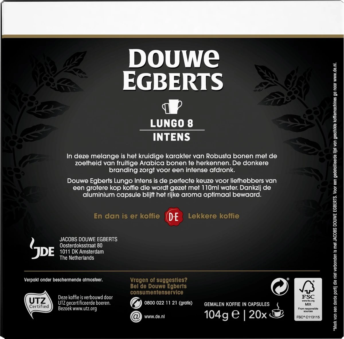 Douwe Egberts Lungo Intens Koffiecups - Intensiteit 8/12 - 10 X 20 Capsules - Afbeelding 2
