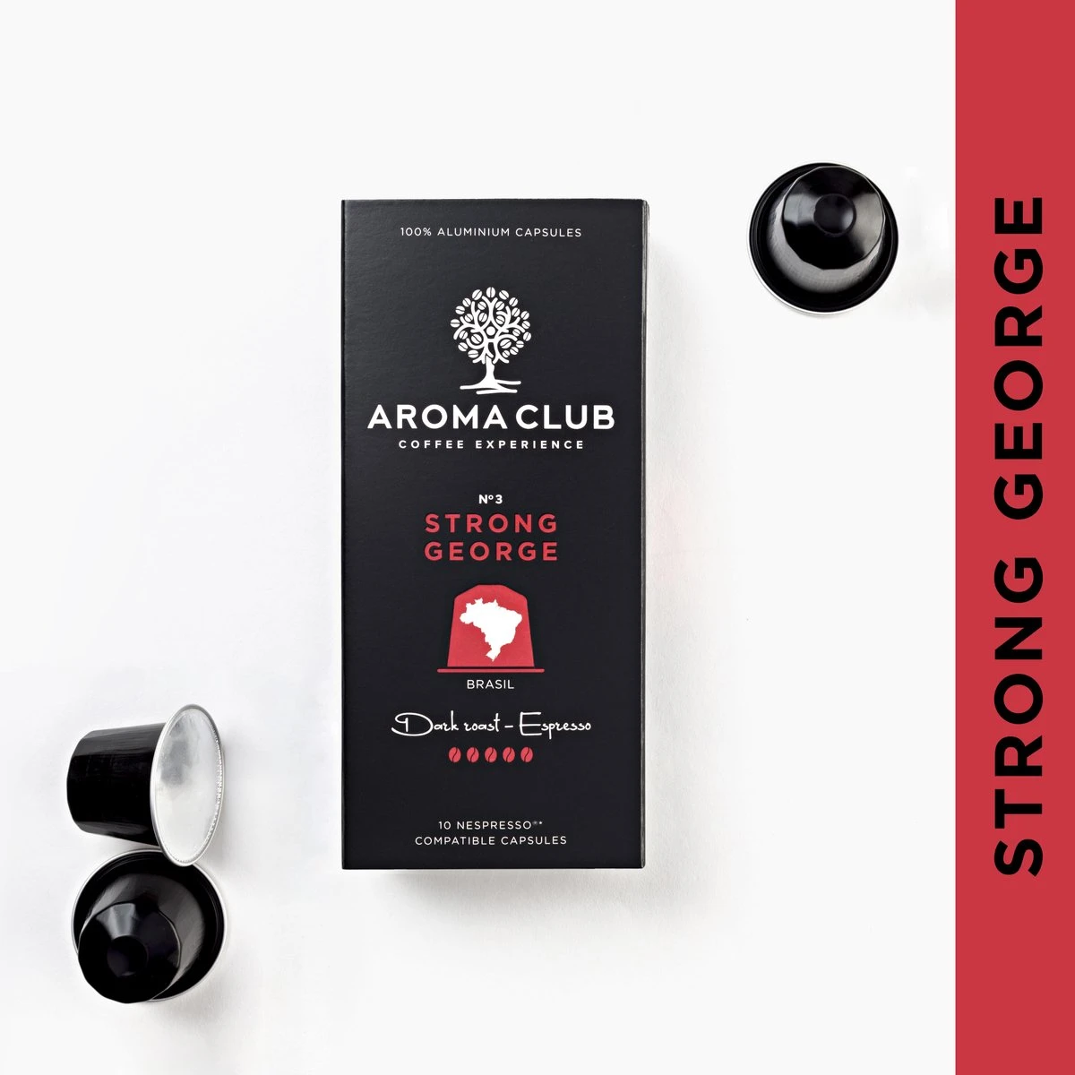 Aroma Club - Nespresso Compatible Capsules (120 St.) - No. 3 Strong George - Intensiteit 5/5 - Espresso - 100% Aluminium Koffiecups - Afbeelding 4