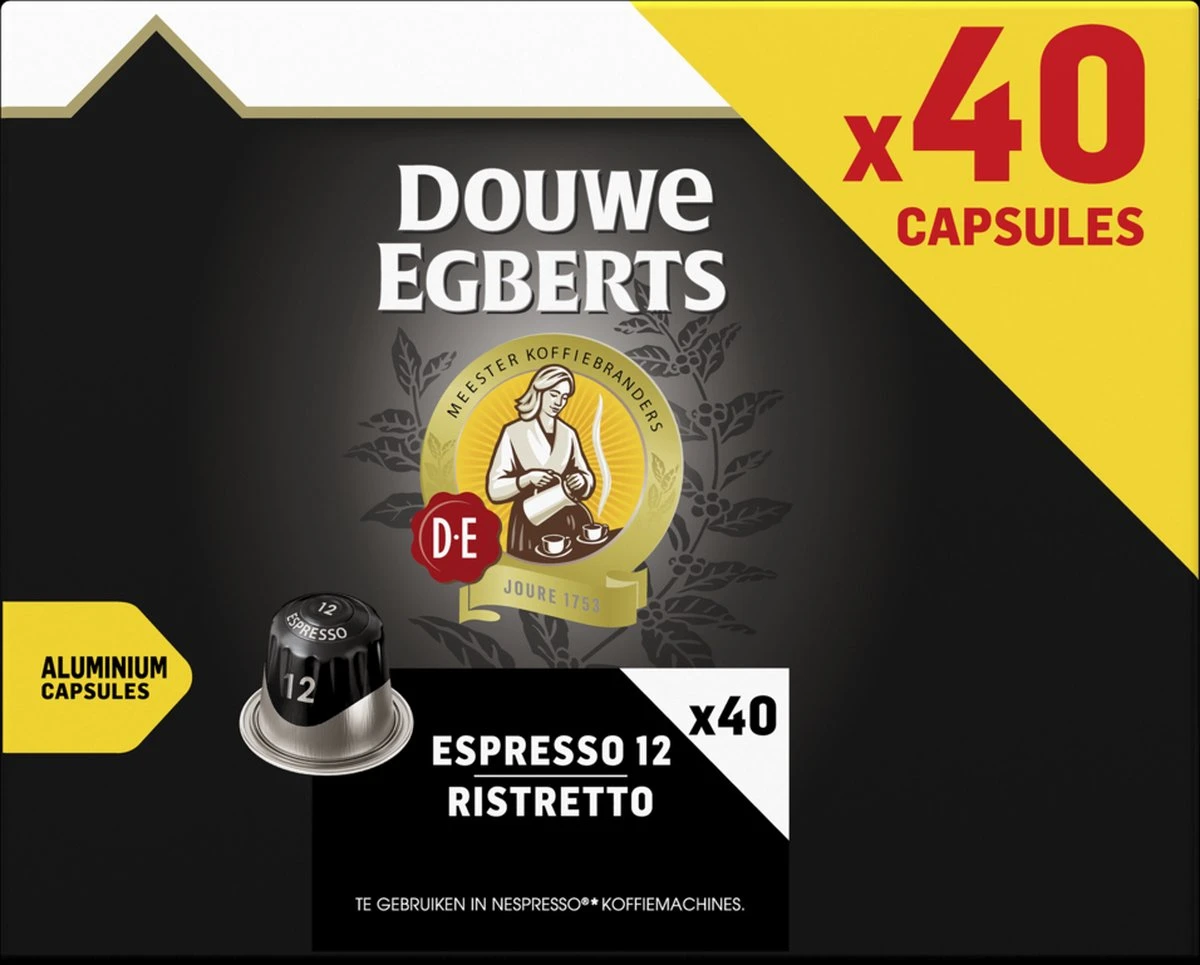 Douwe Egberts Espresso Ristretto Koffiecups (12) - 5 X 40 Koffiecups - Afbeelding 3