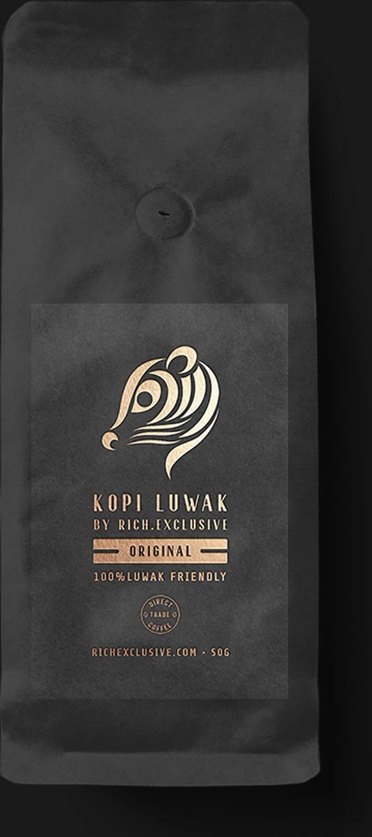 Kopi Luwak Koffie. 35 Gram Ongemalen Bonen. Direct Trade. Single Origin. The Original By Rich.Exclusive. - Afbeelding 2
