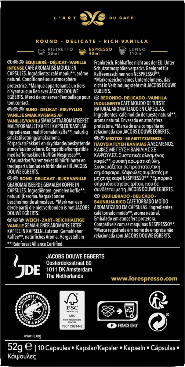L'OR Espresso Vanille Koffiecups - 10 X 10 Capsules - Afbeelding 2
