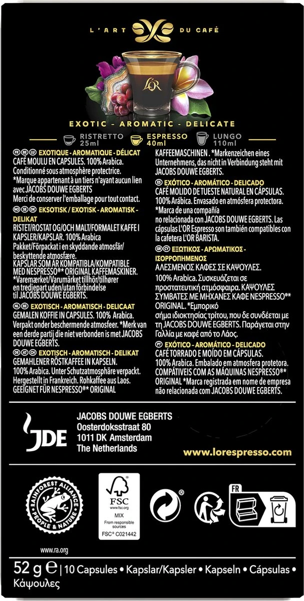 L'OR Espresso Limited Creations Laos Bolaven Koffiecups - Intensiteit 7/12 - 10 X 10 Capsules - Afbeelding 3