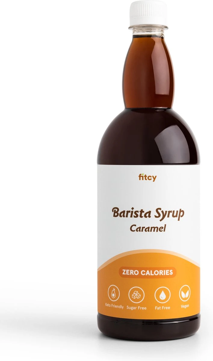 Fitcy | Koffiesiroop | Karamel | Barista Syrup | Zero | Vegan | Vetvrij | Suikervrij | Keto-vriendelijk | Koffie | Siroop | 1L