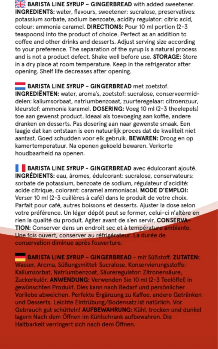 Fitcy | Koffiesiroop | Gingerbread | Barista Syrup | Zero | Vegan | Vetvrij | Suikervrij | Keto-vriendelijk | Koffie | Siroop | MET DOSEERPOMP | 1L - Afbeelding 4