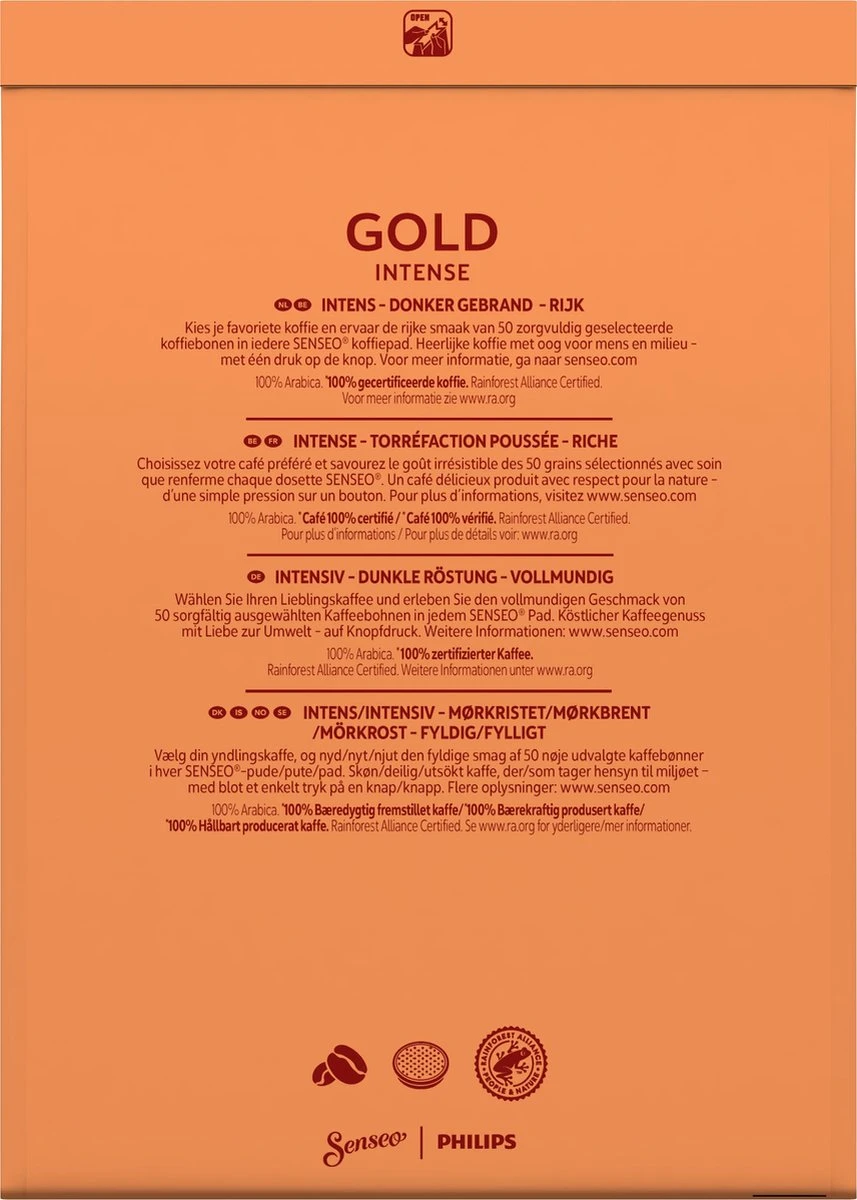Senseo Gold Intense Koffiepads - 7/9 Intensiteit - 4 X 36 Pads - Afbeelding 2